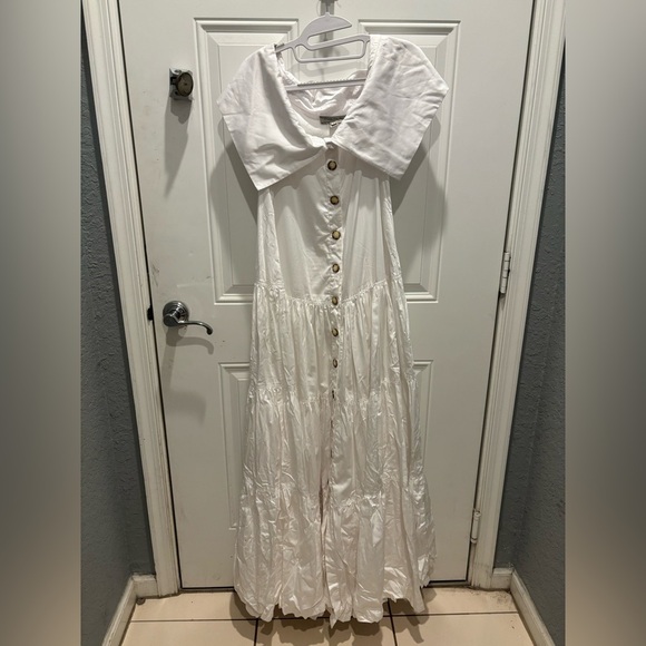 Andres Otalora Exclusive Totora Tiered Cotton Off-The-Shoulder Maxi Dress - Picture 5 of 7